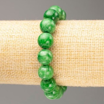 Elastic bracelet with chrysoprase imitation beads, diameter 12.5 mm, length 18 cm