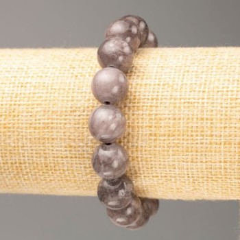 Elastic bracelet with toned quartz (synthetic acrylic), dark gray smooth beads, 12.5 mm diameter, 18 cm length