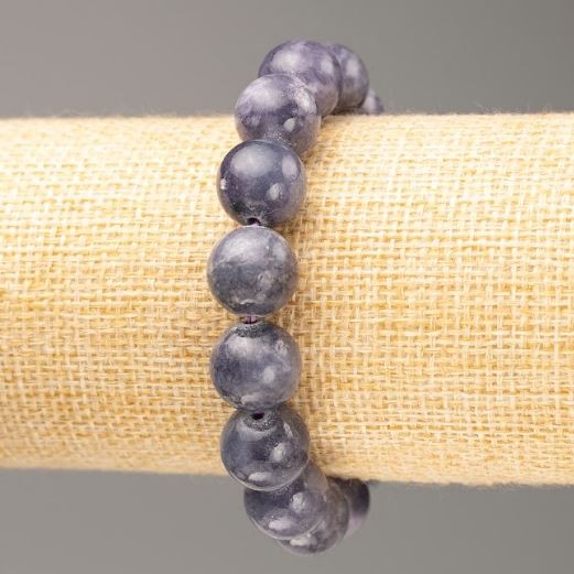 Elastic bracelet with amethyst imitation, smooth beads, 12.5 mm diameter, 18 cm length