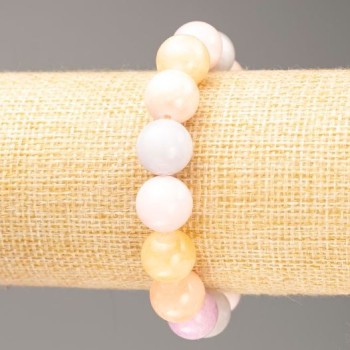 Elastic Morganite Bracelet (synthetic acrylic) smooth beads, diameter 12.5 mm, length 18 cm