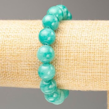 Elastic Bracelet with Acrylic Amazonite Beads, Smooth 12.5 mm Diameter, 18 cm Length