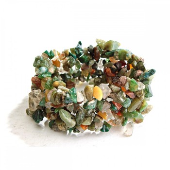 Elastic bracelet with multicolored jasper «Stone Chip»