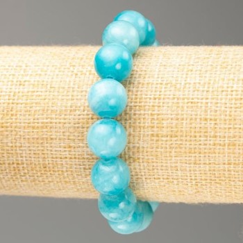 Aquamarine Elastic Bracelet (Artificial Acrylic) Smooth Beads, 12.5 mm Diameter, 18 cm Length