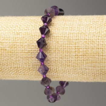 Elastic bracelet with faceted amethyst bicones, 8x8 mm, length 18 cm