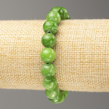 Elastic Jade bracelet (artificial acrylic) smooth bead, 10 mm diameter, length 18 cm ±