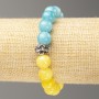 Elastic Ukraine Bracelet Citrine Aquamarine (synthetic acrylic) smooth bead, 10 mm diameter, 18 cm long