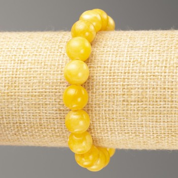 Elastic Citrine Bracelet (artificial acrylic) smooth beads, 10mm diameter, length 18cm