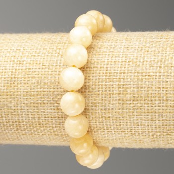 Elastic Bracelet with Imitation Pearls Balamut (Artificial Acrylic) — Smooth Beads, 10mm Diameter, approx. 18 cm Length
