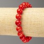 Red coral elastic bracelet (synthetic acrylic) smooth beads, 10 mm diameter, length approx. 18 cm