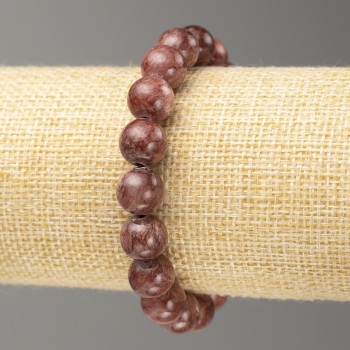 Elastic bracelet with acrylic beads imitating selenite, smooth round beads, 10 mm diameter, 18 cm length