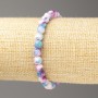Bracelet 'Oceanic Jade' blue pink white acrylic, 6mm diameter, length 18 cm, smooth beads on elastic