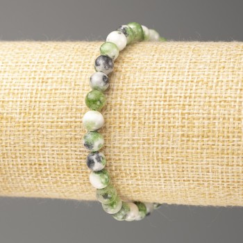 Bracelet in green, gray and white ocean jade (artificial acrylic), 6mm beads, 18 cm long, smooth beads on elastic