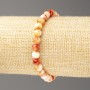 Bracelet in White, Yellow, and Reddish Ocean Nephrite (artificial acrylic), 6mm beads, approx. 18 cm long, smooth beads on elastic cord