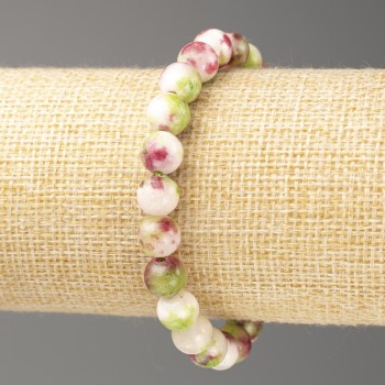 Bracelet Pink-Green-White 'Oceanic Nephrite' (artificial acrylic), 8mm diameter, length 18 cm, smooth beads on elastic