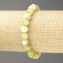 Bracelet with green, yellow and white ocean nephrite-inspired acrylic beads, 8 mm diameter, 18 cm length, smooth beads on elastic cord