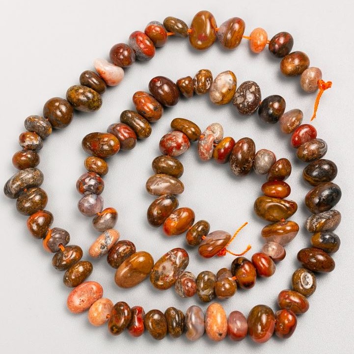 Beads on a thread of natural jasper, tumbled, 8×5 mm, length 40 cm+