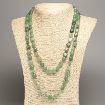 Long nephrite necklace, faceted beads, diameter 5×8–10 mm, length 110 cm