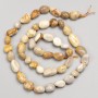 Beads of Fossilized Coral Stone, tumble-polished on thread, 7×9mm diameter, 40cm length