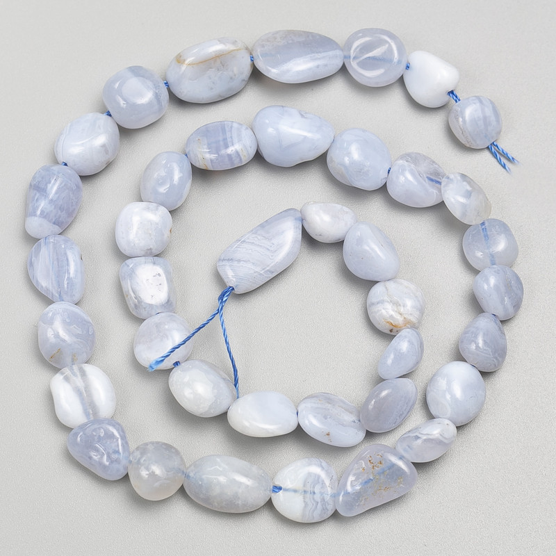 Lace Agate Beads, hammered on a thread, diameter 8x9 mm ±, length 40 cm+