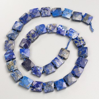 Beads of natural lapis lazuli, flat faceted square, diameter 9.5×5 mm, length 40 cm ±