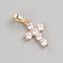 Xuping Cross Pendant with White Crystals 18K Gold Plating, Dimensions 15×10 mm
