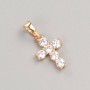 Xuping Cross Pendant with 18K Gold Plating and White Crystals, diameter 15x10, 5mm+