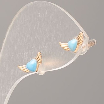 Xuping 18K Gold-Plated Blue Heart Stud Earrings