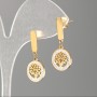 Xuping Gold-Plated Tree-Shaped Stud Earrings with White Rhinestones, 12 mm diameter, 2.8 cm length+