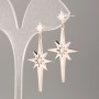 Xuping Star Earrings with White Stones, 22mm Diameter, 4.5 cm Length, Rhodium-plated
