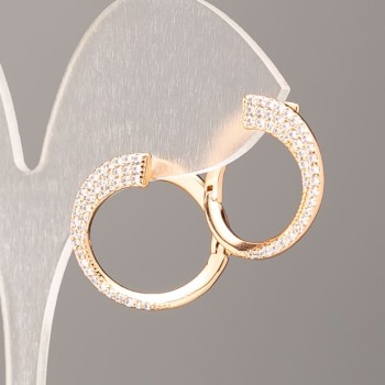 Xuping Earrings 18K Gold Plating with White Crystals, 21x20mm Diameter