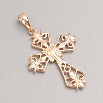Xuping Cross Pendant with 18K Gold Plating, diameter 33×22.5 mm