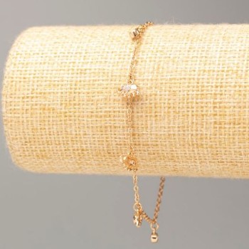 Браслет Xuping Позолота 18К, довжина 17-20см, товщина 2мм+- зі стразами