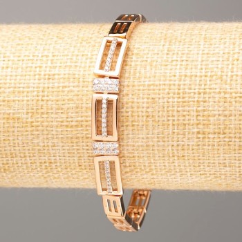 Xuping Bracelet, 18K Gold Plating, length 19 cm, thickness 6 mm ±, 8 mm ± with White Crystals
