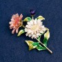 Brooch-pendant Daisy Flowers enamel, golden metal 63×50 mm