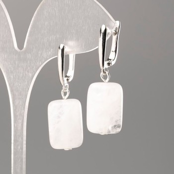 Earrings with natural Mountain Crystal, diameter 18x13 mm+