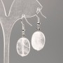Earrings with natural rock crystal oval, 18x13 mm diameter