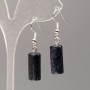 Aventurine Earrings 'Blue Sand Night of Cairo' Cylinder, diameter 18x8 mm+