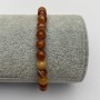 Elastic bracelet with orange agate smooth beads, 6 mm diameter, 18 cm length