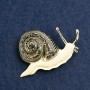 Snail Brooch enamel white and gold, gold-tone metal 50x32mm