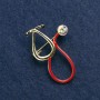 Stethoscope Brooch, red enamel with pink stone, gold-tone metal, 41×28mm