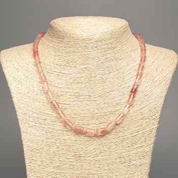 Chalcedony Necklace, natural stone smooth cylindrical beads, diameter 10x6 mm, length 48 cm ±