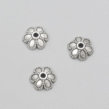 End cap, silver-colored metal, diameter 9×3 mm (±), packaging 20 g, 62 (±) pcs