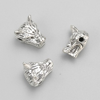 Bead Insert Wolf, diameter 12×10×8 mm, packaging 20 g, 7 pcs ±, metal color 'Silver'
