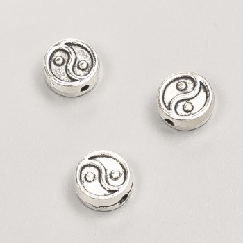 Bead insert Yin-Yang findings, diameter 8x4 mm, packaging 20 g, 21 pcs ±, metal color "silver"