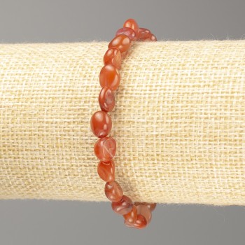 Faceted Carnelian Natural Stone Bracelet on Elastic, 7–8 mm Diameter, 18 cm Length