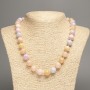 Necklace 'Morganite' - smooth beads, 12 mm diameter, 50 cm length, white nephrite (synthetically dyed)