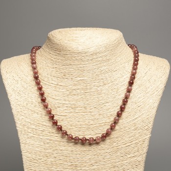 Necklace 'Jasper' Smooth Beads, 6mm Diameter, 50 cm Length, Made of White Nephrite (Synthetic Dyed)