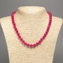 Raspberry 'Tourmaline' Smooth Bead Necklace, 8 mm diameter, 50 cm length, made from white nephrite (synthetically dyed)