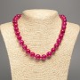 Raspberry Tourmaline Necklace with Smooth Beads, 12mm Diameter, 50cm Length, Beads Made of White Nephrite (synthetically dyed)
