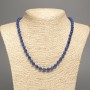 Blue Lazurite Necklace with smooth beads, 6 mm diameter, approximately 50 cm long, made from white nephrite (synthetically dyed)